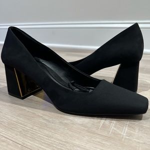 ZARA Block Suede Heel High Heels - Black Size 9 Women’s